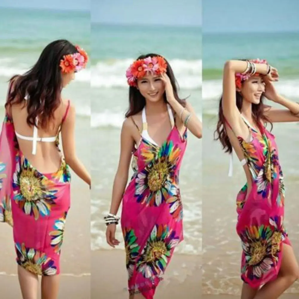 Summer Beach Suspenders Swimsuit Bikini Cover Up Swimsuit Dress Backless Skirt 3