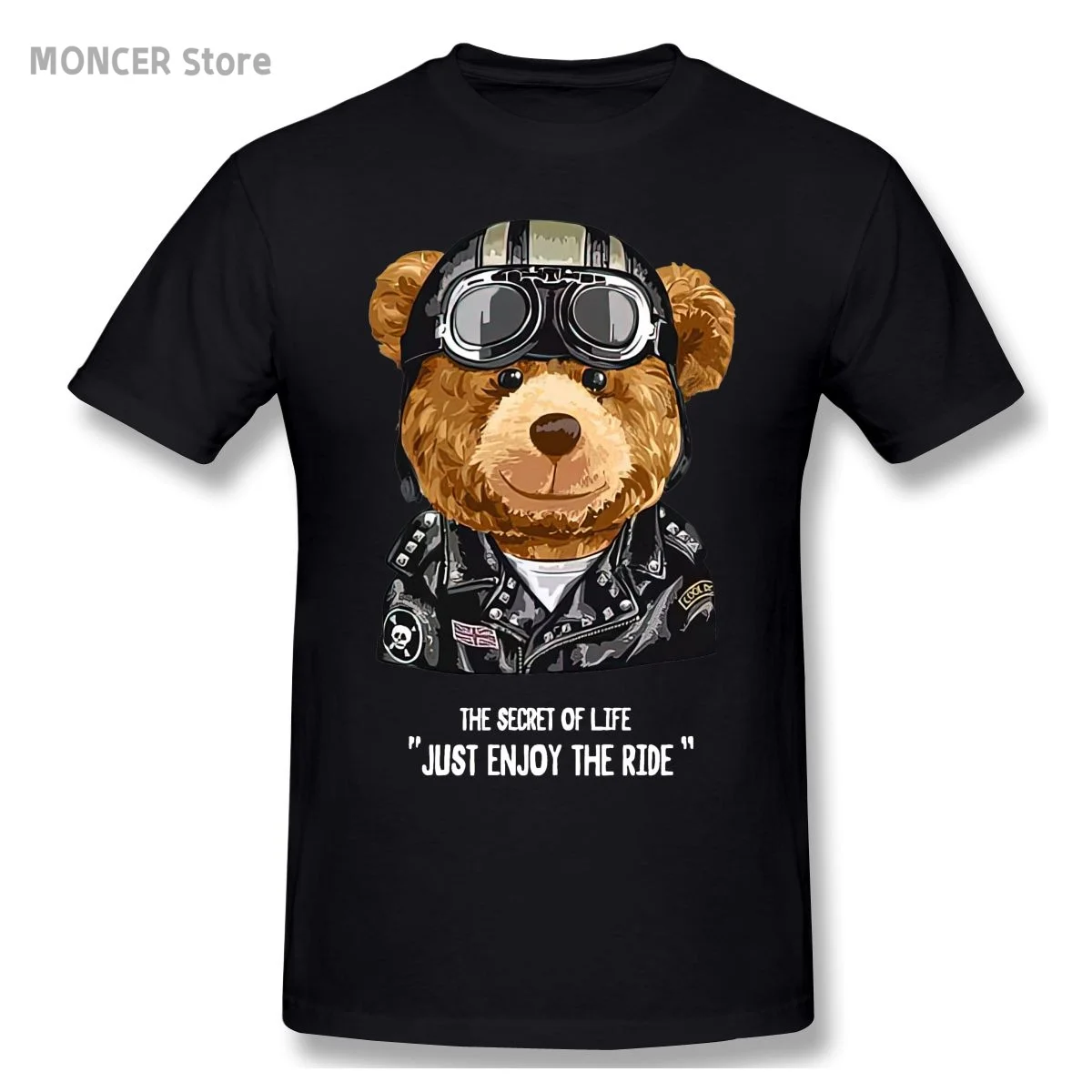 

THE SECRET OF LIFE JUST ENJOY THE RIDE Teddy Bear T Shirt Casual Man/women Tee T-Shirt Short Sleeve Cotton Tshirt