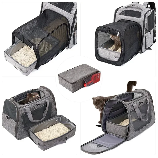 Foldable Cat Travel Litter Box with Lid Foldable Cat Litter Box with Zipper Lid Waterproof Oxford Cloth PP Board Portable ZD01 2