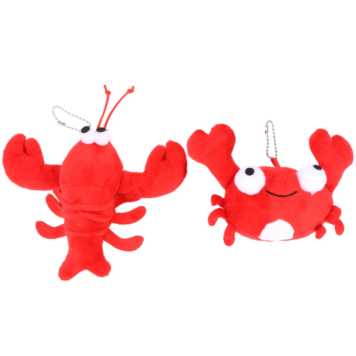 2pcs Crab Keychain Pendant Lobster Pendant Plush Toy Stuffed Toy Crab