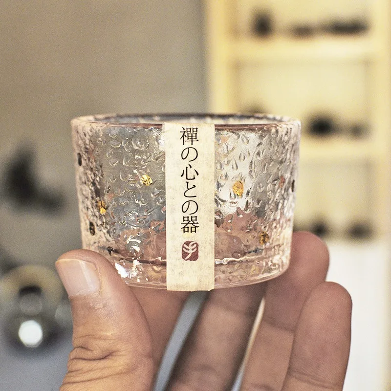 Japanese Gold Hammered Glass Ins Style Kung Fu Tea Gold Rimmed Sake Cup Master Tea Bowl Set Home Kitchenware tea cup,glass tea set