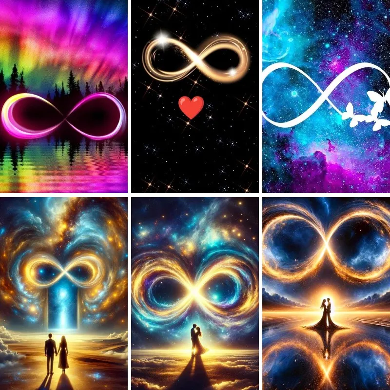 Full Drill Diamond Embroidery Cross Stitch, Colorful Infinity Symbol Diamond Painting Mosaic Set, DIY Home Decoration
