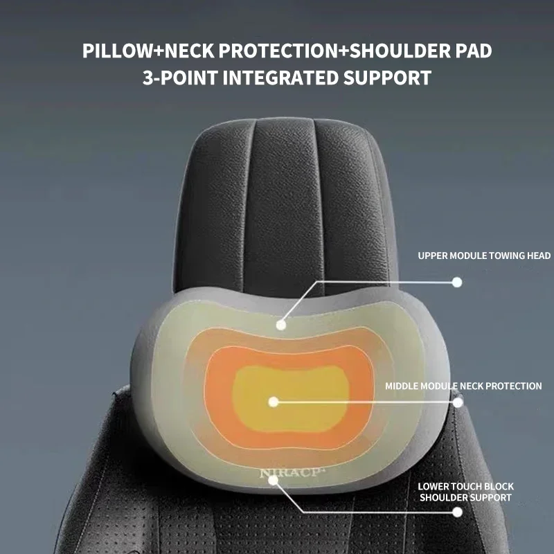 HOT Car Neck Pillow PU Leather Lumbar Waist Support For Seat Memory Backrest Headrest Cushion Auto Gadget Accesorios Interior