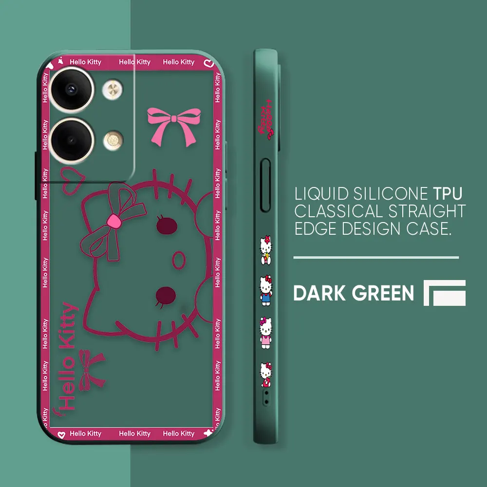 thumbnail image 1 of Case For OPPO RENO 10 8 8T 7 6 5 4 3 LITE 5G PRO PLUS Colour Simple Liquid Silicone Case Cover Funda Pink Hello K-Kitty, 1 of 5