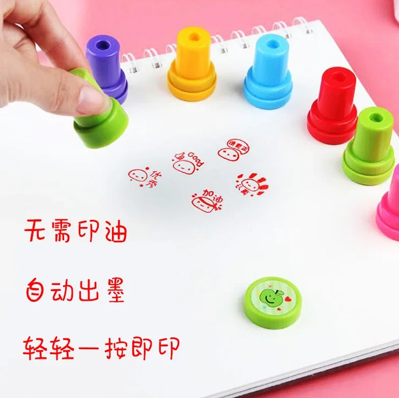 10Pcs Cartoon Halloween Stamps Number Animal Self Ink Rubber Stamp Toys for Kids DIY Seal Scrapbook School Praise Teacher Stamps