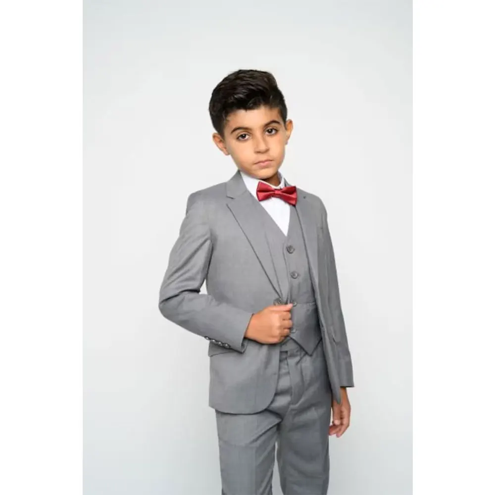 

Slim Fit Suits for Child Boy Single Breasted Suits Boy's 3-pieces Grey Suit Set Evening Dinner 2023 Kids Tuxedo Gentleman