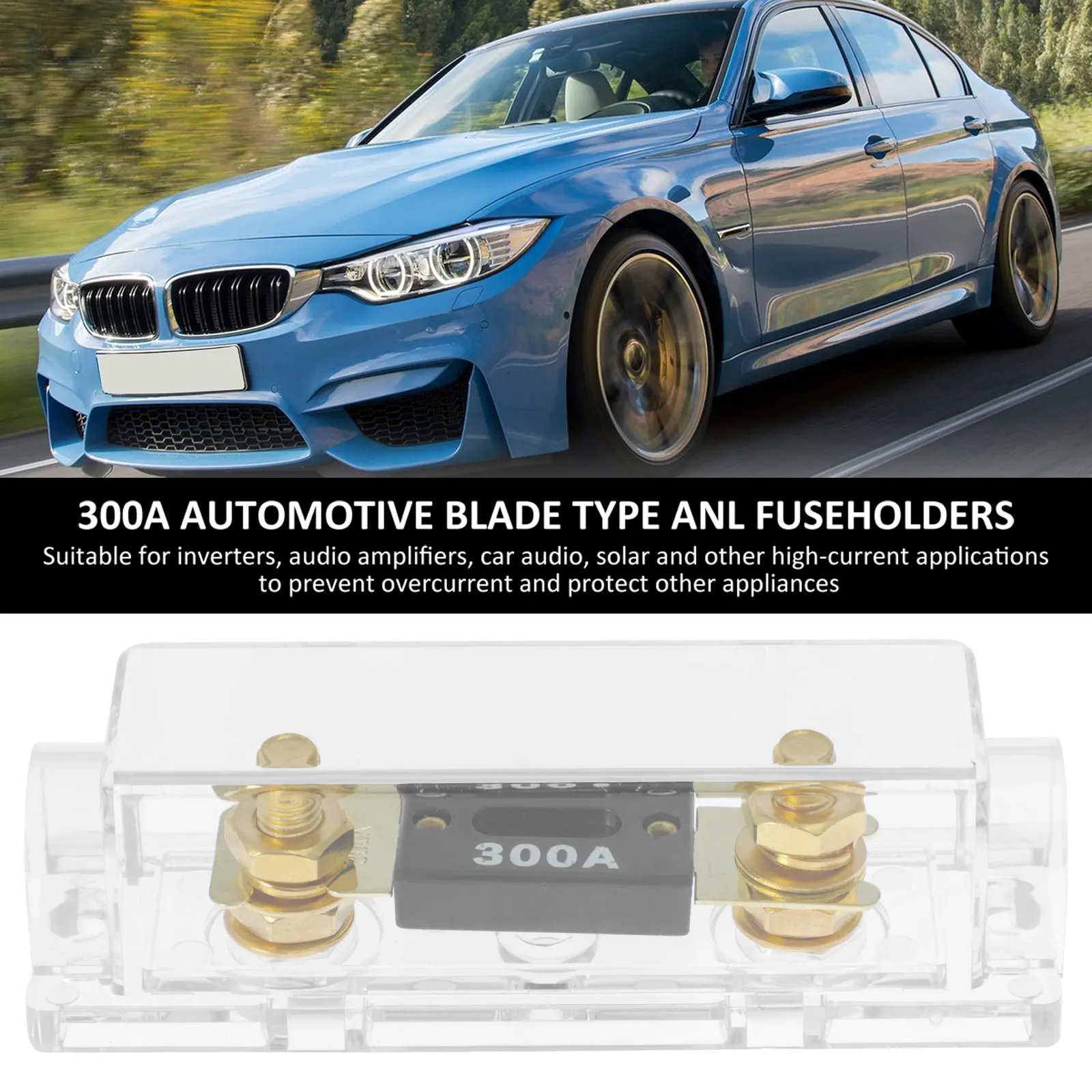 32V Car Blade Fuse Holder Transparent Case ANL Fuse Holder 1/0 /2/4AWG Auto Fuse Block for Car Audio Amplifier Solar System