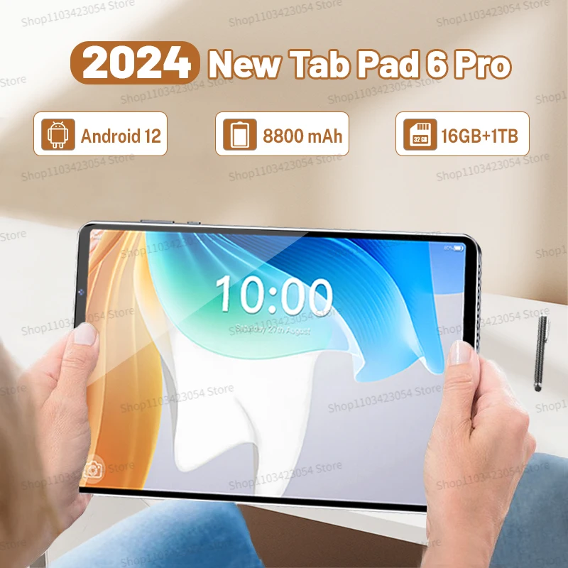 

2024 Android Tablet with Keyboard 10.1 Inch Pad 6 Pro Snapdragon870 Original Tablets 5G SIM Card or WIFI Global Version Tablette