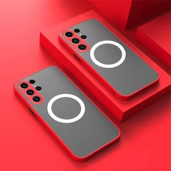 Hard Matte Magnetic Armor Phone Case - Premium Protection Cover - Galaxy S21 (Red)