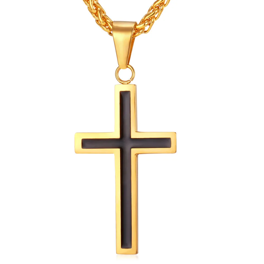 

ChainsPro Gold Color Cross Necklace Men 316L Stainless Steel Religious Jesus Christian Crucifix Cross Necklace Women Men Jewelry