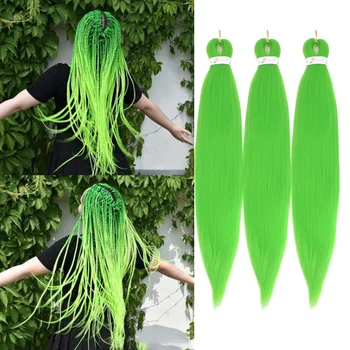 Pre-stretched Green Braiding Hair 26 Inch 3Packs Braiding Hair For Braids, Setting Synthetic Braiding Hair Extensions(26 inch) 1