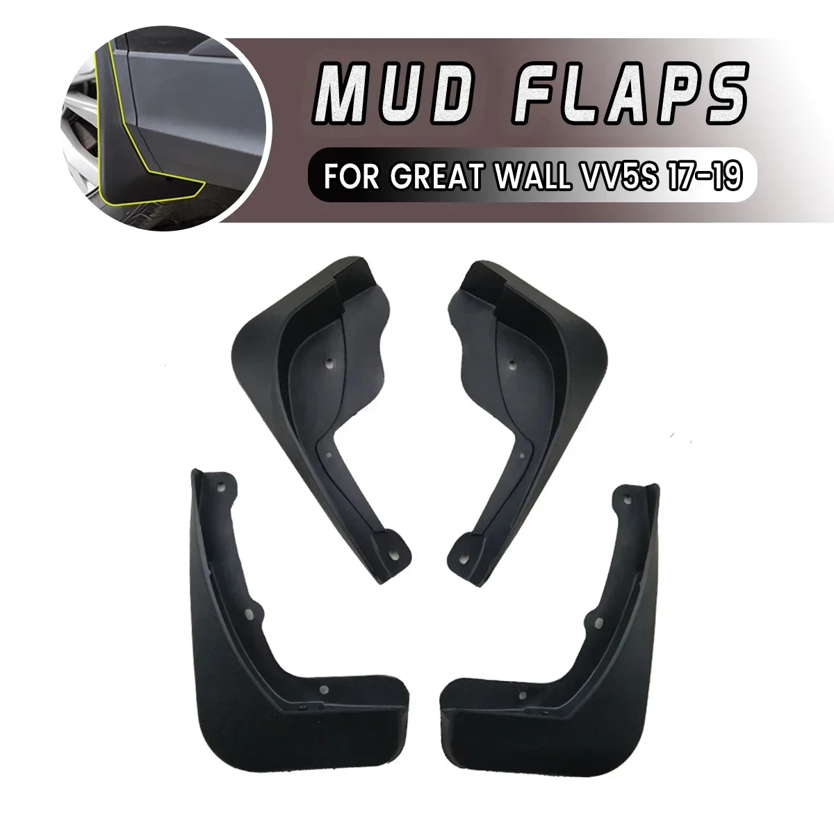 

Car Front Rear Car Mudguards Fender Flares Mud Guard Flap Anti Splash Mudflaps Soft Good Tenacity For GREAT WALL VV5S 2017-2019