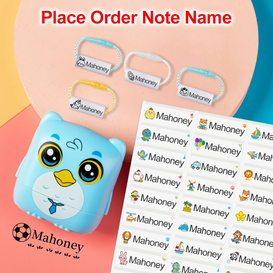 Children's Name Seal Custom personalized logo black ink Student's Stamp Kindergarten Clothes Waterproof Name Sticker gift set name stamp set