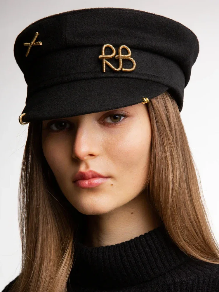 Women Fashion Flat Cap British Retro Ladies Newsboy Caps Earrings Pierced Baker Boy Cap