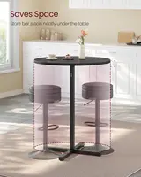 Modern Round Cocktail Table Set of 2, High Top Bar Pub Table with Metal Frame, Easy Assembly for 2-3 People, Ebony Black 5