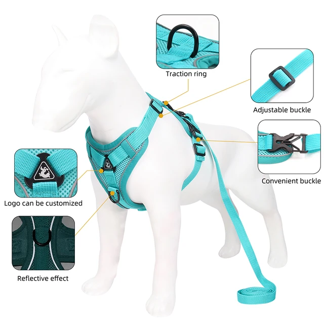 Dog Harness Cat Leashes Collar Bulldog Straps Small Medium Dog Puppy Harnesses Bichon Frise Vest Garlden Reflective Pet Supplies 5