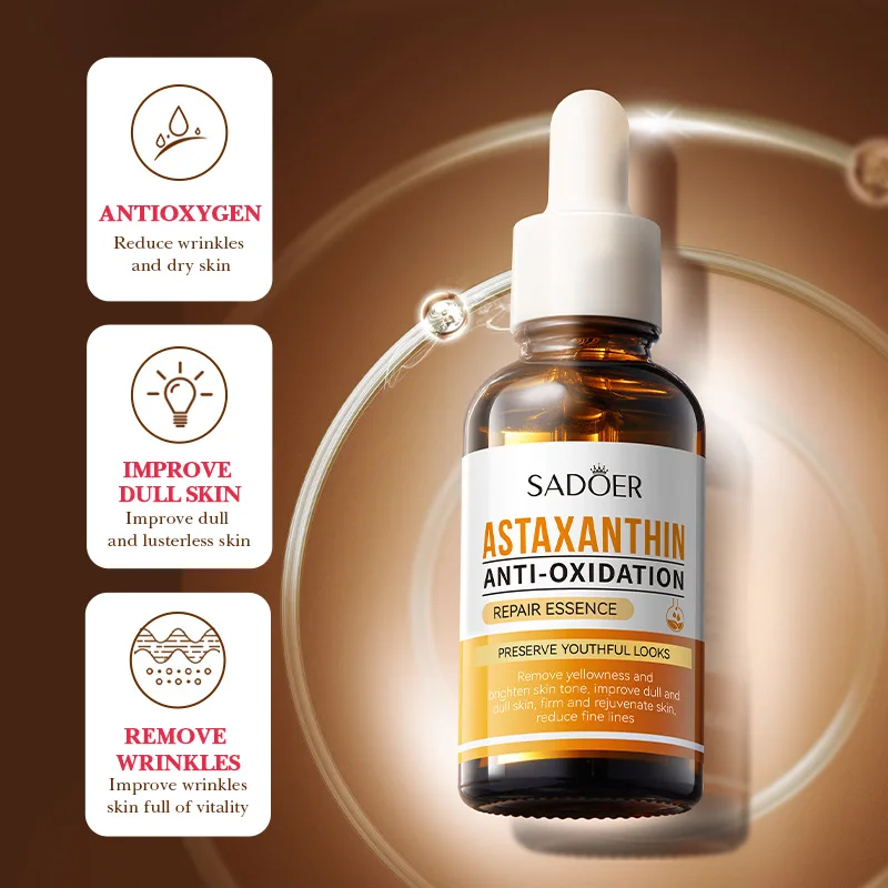 30ml Astaxanthin Anti Oxidation Face Serum Repair Dry Skin Moisturizing Reduce Wrinkles Fade Fine Lines Smooth Tender Hydrating 4