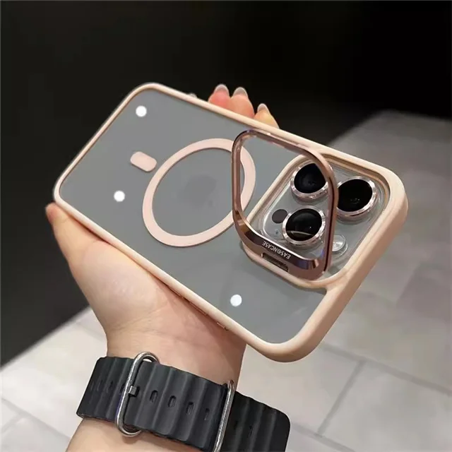 Luxury Transparent Magnetic Phone Case with Color Holder and Bumper Protector