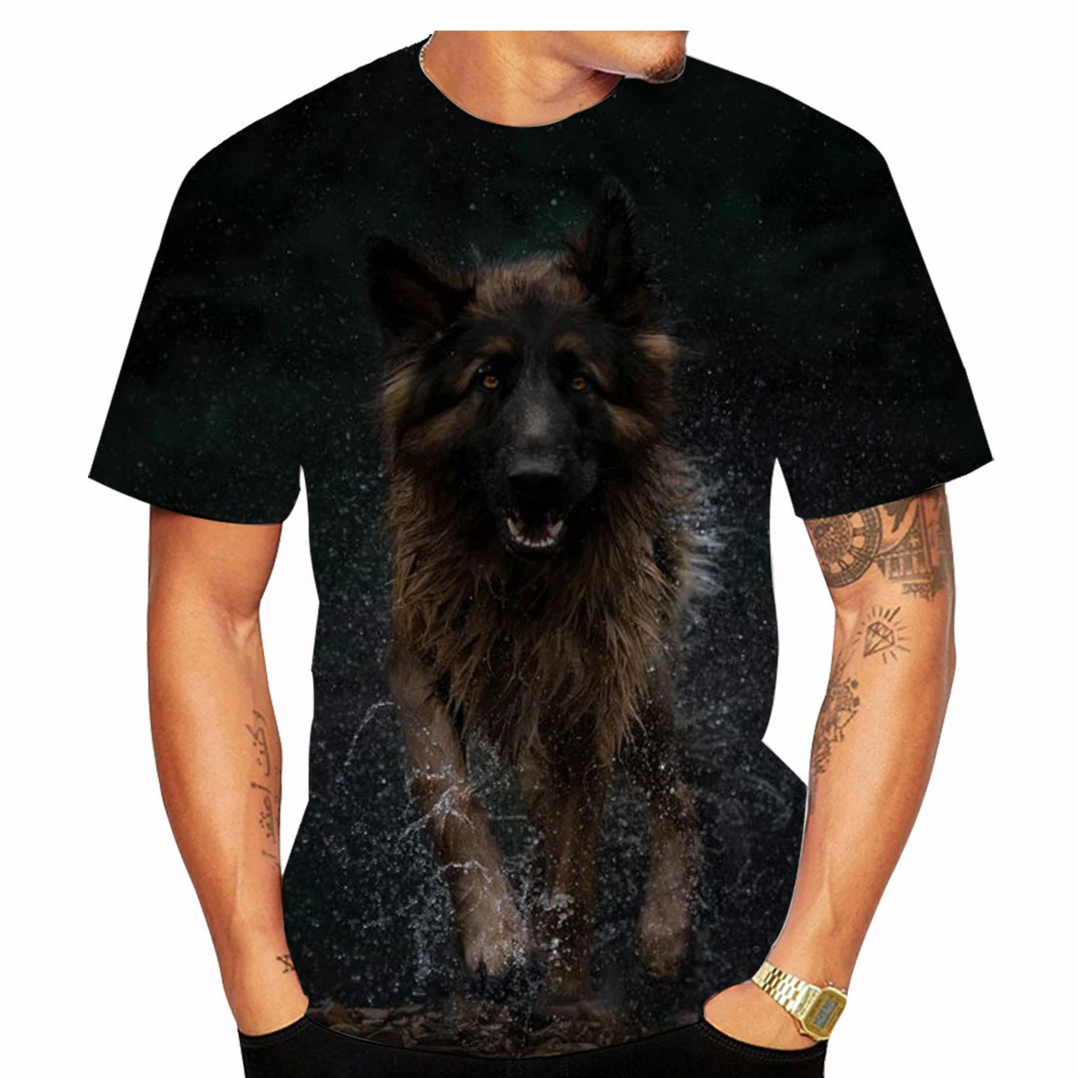 

2023 New Fashion Cute Dog German Shepherd 3D Printed Men/women T-shirt German Shepherd Pattern Short Sleeve Size XXS-6XL