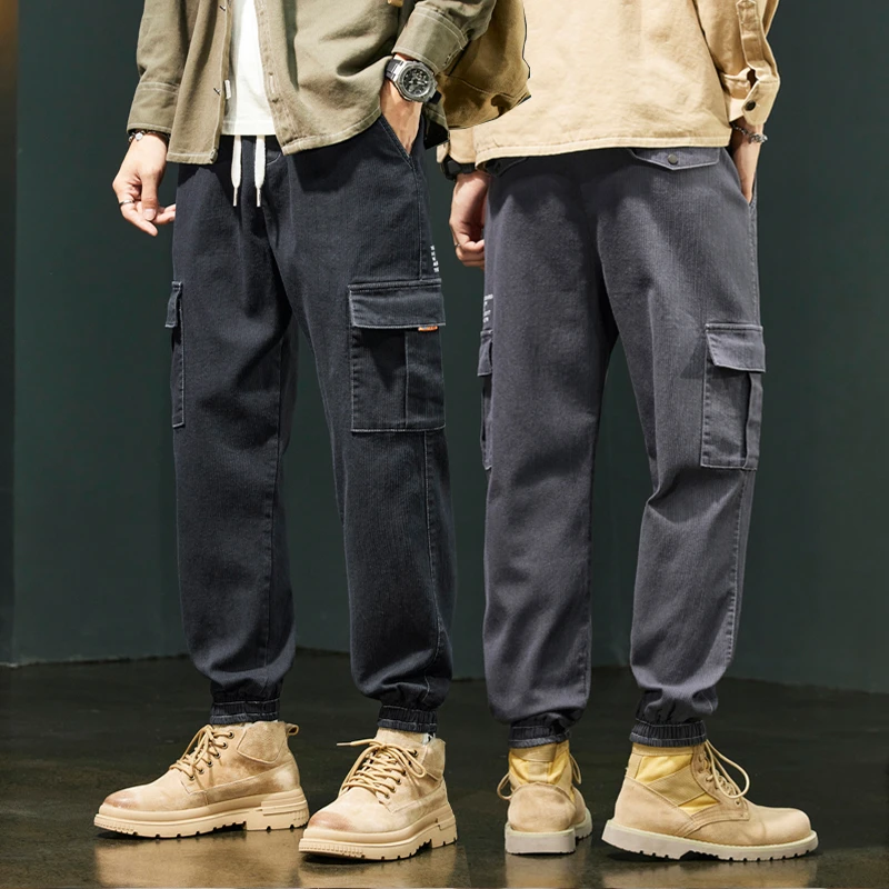 

CUMUKKIYP Autumn Fashion Choice: Men's Loose-Fit Work Trousers with Tapered Legs for Korean-Style Casual Look