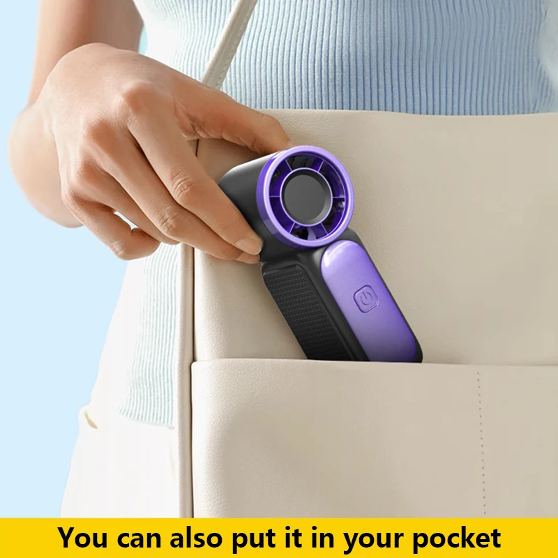 Compact Rechargeable Handheld Fan with Digital Display & Adjustable Speeds for Outdoor & Desktop Use