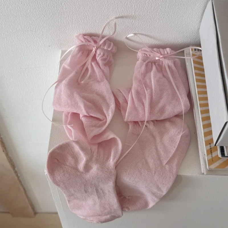 Cute Lolita Bow Socks JK Japanese Bandage Bowknot Kawaii Sock Women Sweet Girls Cotton Long Socks