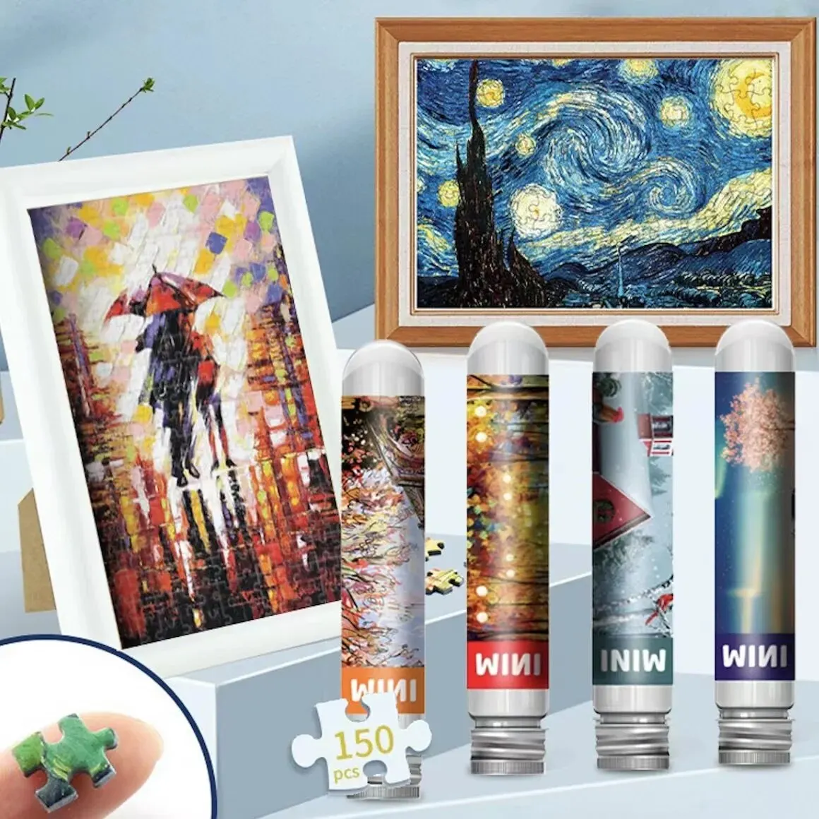 MaxRenard 150pcs Mini Jigsaw Puzzles Test Tube 15*10cm Travel Game Family Small Pocket Puzzle Cartoon Sakura Villa Flamingo 6