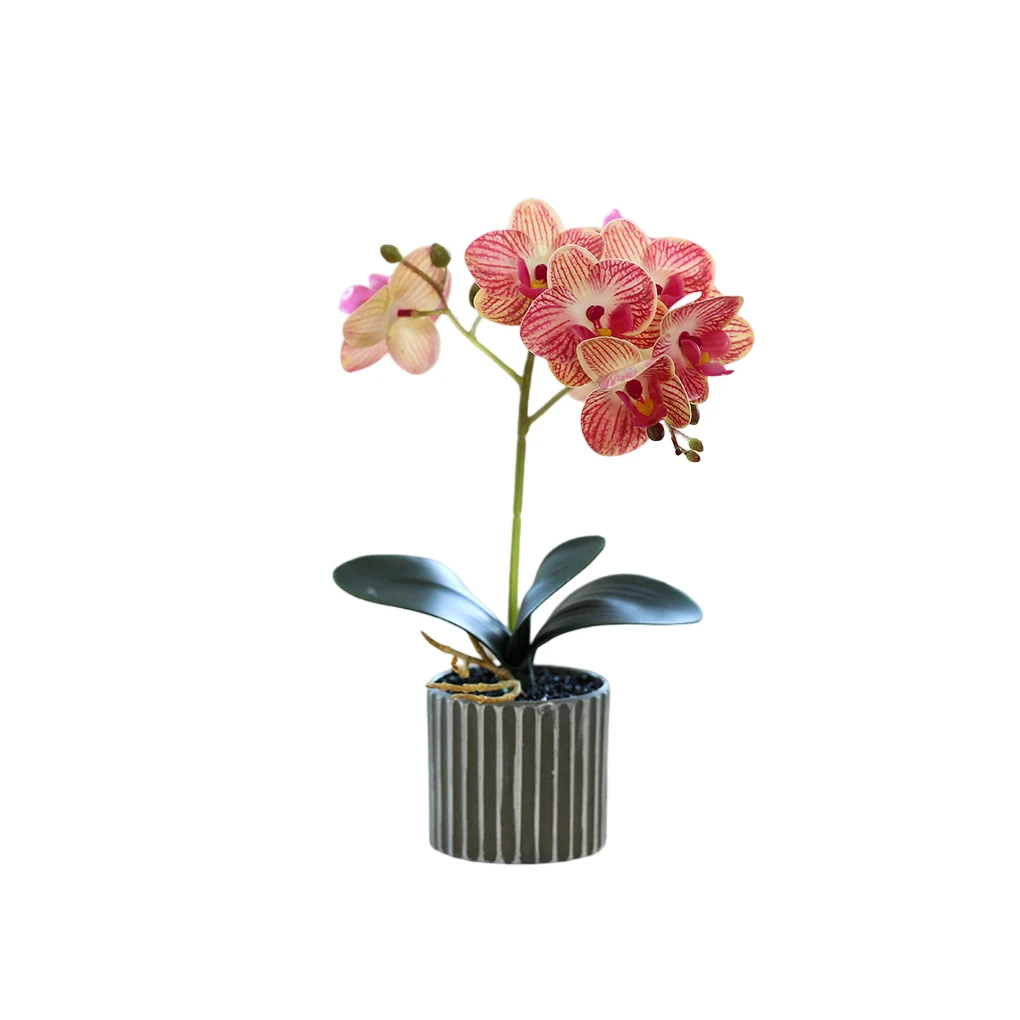 Artificial Orchid Flower Bonsai Potted Simulation Phalaenopsis Home Wedding