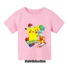 Summer New 3-14 Year Old Children's Pokemon Fashion Clothing Boys Short Sleeved Pikachu T-shirts Girls Casual T-shirts 4