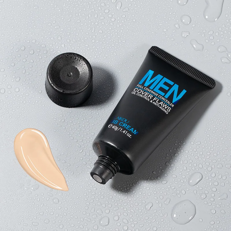 Men'S BB Cream Long-lasting Moisturizing Oil Control Concealer Full Covering Pore Scars Acne Marks Dark Spots Primer Makeup