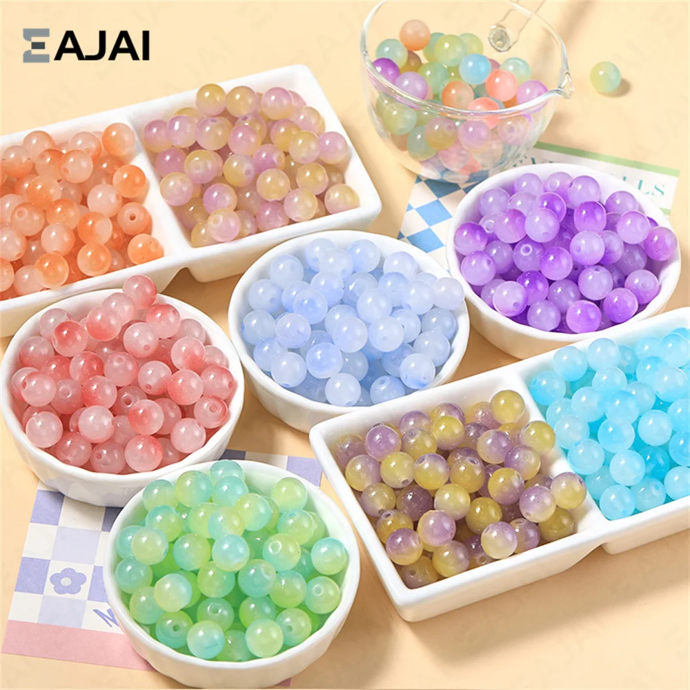 

Multicolor resin imitation cat's eye ball straight hole loose bead handmade DIY beaded earrings bracelet necklace accessories