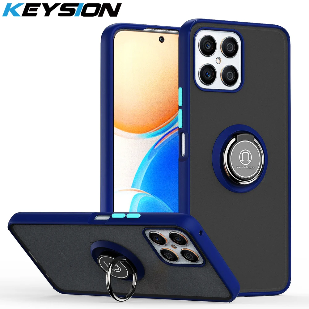 Capa de celular transparente mate com anel para honor x8_voghion.com