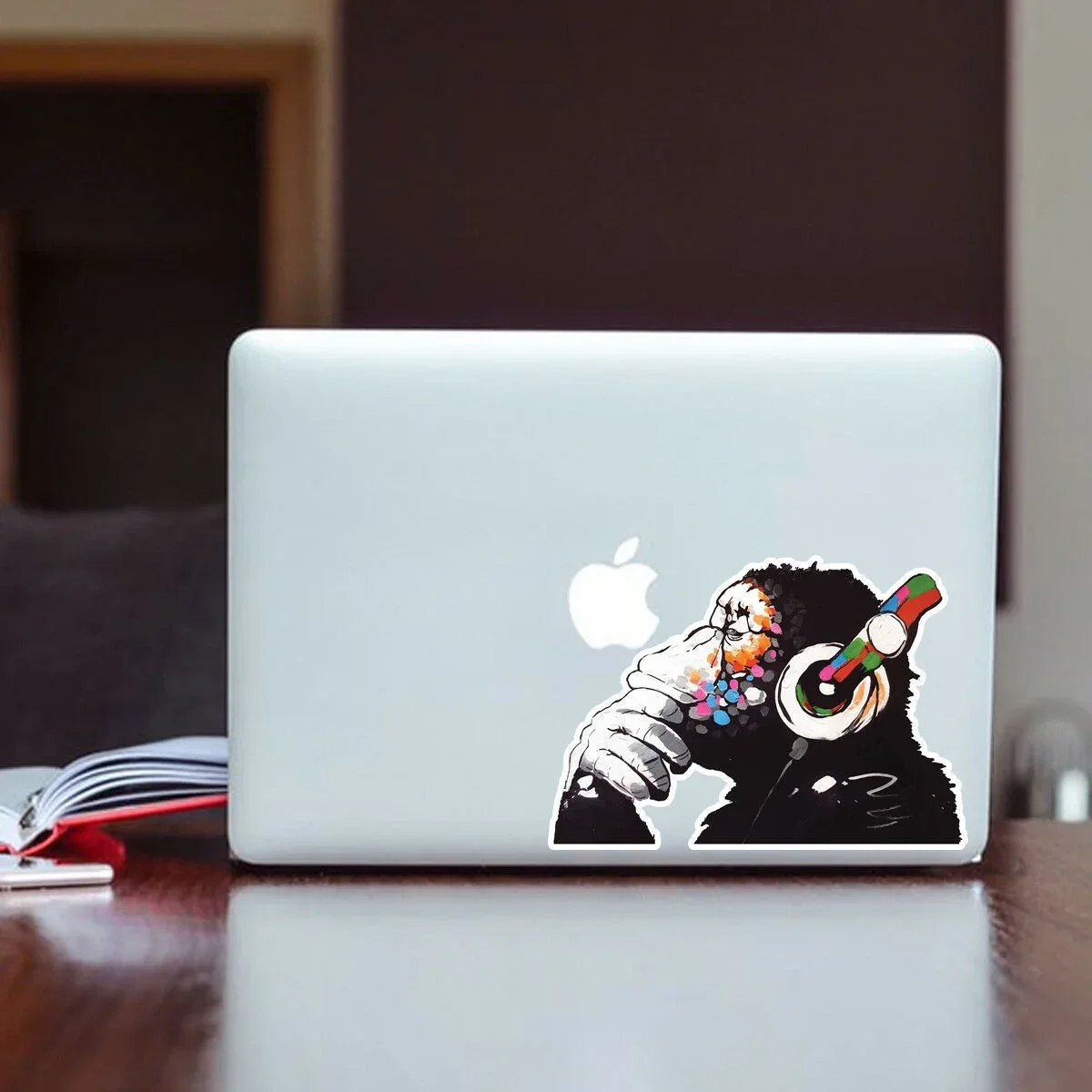

For Banksy Monkey Headphones Graffiti Wall art Vinyl Sticker, Laptop, Fridge Decal
