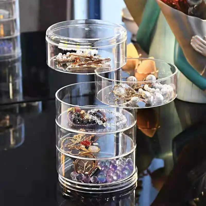 Rotatable Jewelry Storage Box Ring Earring Multi-Layer Organizer