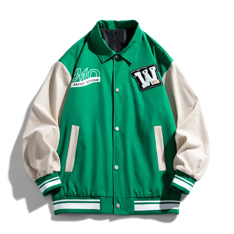 Spring and Autumn Baseball Uniform Jacket Men's Loose Couple Wear American Vintage Jacket Baseball Uniform Long Sleeve Autumn
