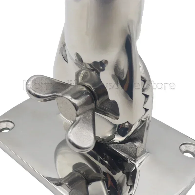 316 Stainless Steel Flag Pole Hold Base Bracket Adjustable 180 Degree Rotatable Flagpole for House Patio Outdoor Yard Farmhouse