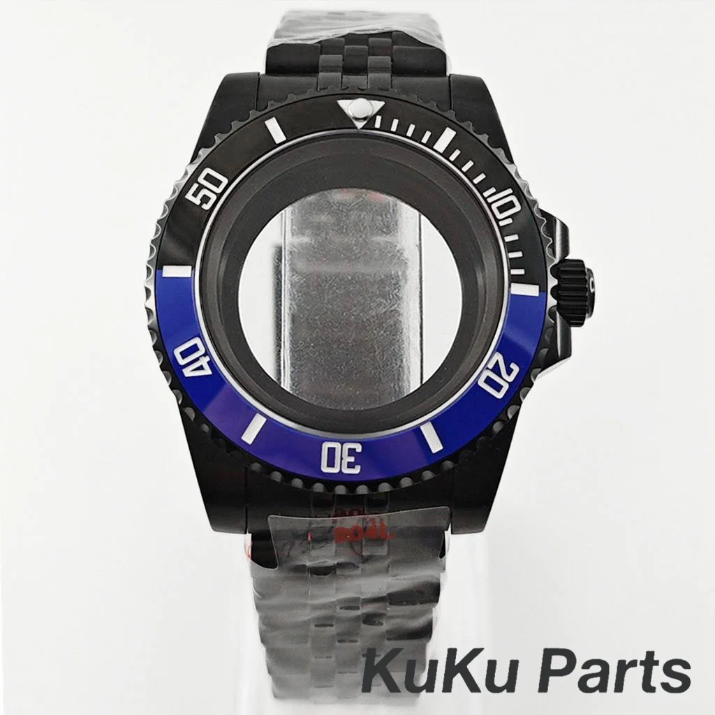 Black Purple GMT Bezel Watch Case with PVD Black Jubilee Bracelet and Sapphire Crystal