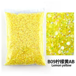 Colorful AB Transparent Resin Rhinestone FlatBacks for Nail Art and Garment Decoration - Bulk Wholesale (TM - Citrine AB)