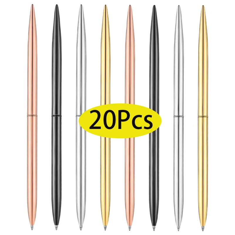 

20Pcs Ballpoint Pens Slim Mentallic Retractable Lightweight Pens Gift for Business Office Students Teachers Black ink