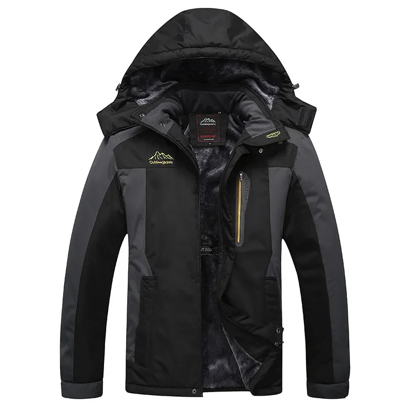 Thickened Fleece Winter Jacket Mountain Climbing Clothes Waterproof Outdoor Sports Coat Warm Cotton Jacket Large Size