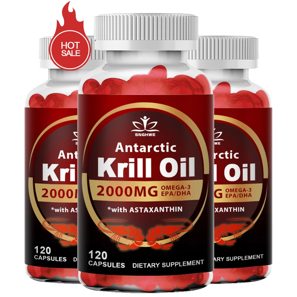 2000Mg Krill Oil Phospholipid Omega-3 EPA & DHA Phospholipids and Astaxanthin for Joint, Brain, Immune and Cardiac Support Diet 1