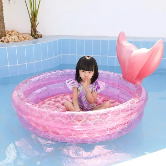 90CM ermaids Inflatable Pool Bathing Kids Summer Home Outdoor Swimming Pool Inflatable Square Swimming Pool For Kids Gifts Girl 5