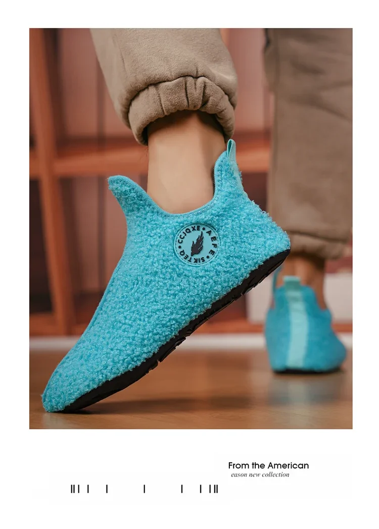 YRZL Winter Slippers Men Indoor Slippers Non-slip Warm Women and Men Slipper Ankle Soft Shoes Comfortable Flat Home Cotton Shoes