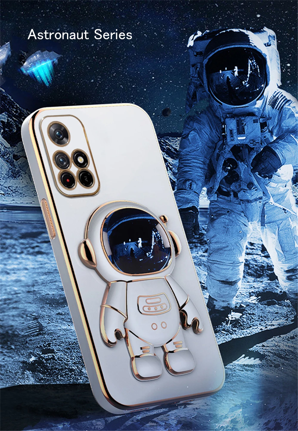 Luxus Überzug Cartoon Astronaut Halter Halterung Fall Für Xiaomi Redmi Hinweis 11 10 9 8 7 Pro 10T 9T 8T 10C 9C 9A 9T Mix4 T_voghion.com