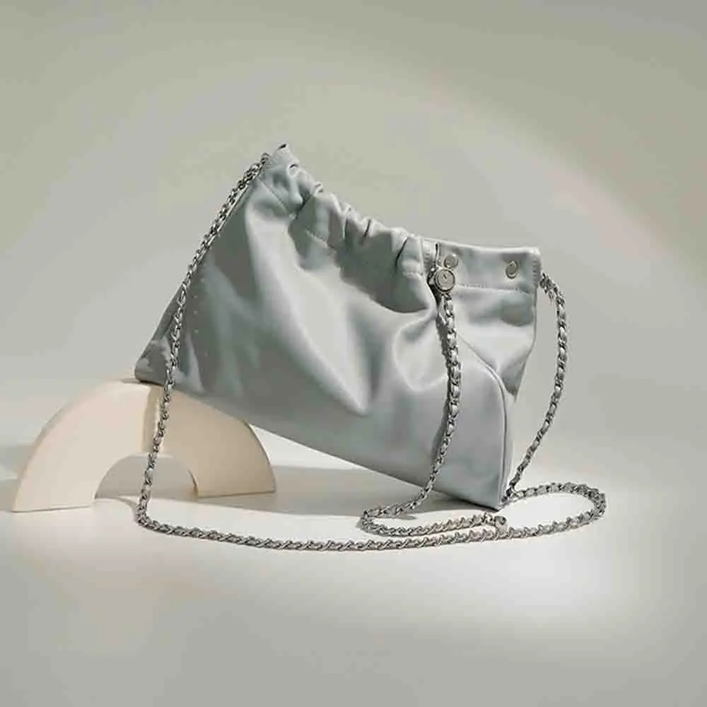 

Женская кожаная сумка с цепочкой MS, модная роскошная сумка из воловьей кожи на плечо, тонкая и легкая дизайнерская Повседневная сумка, новинка 2023