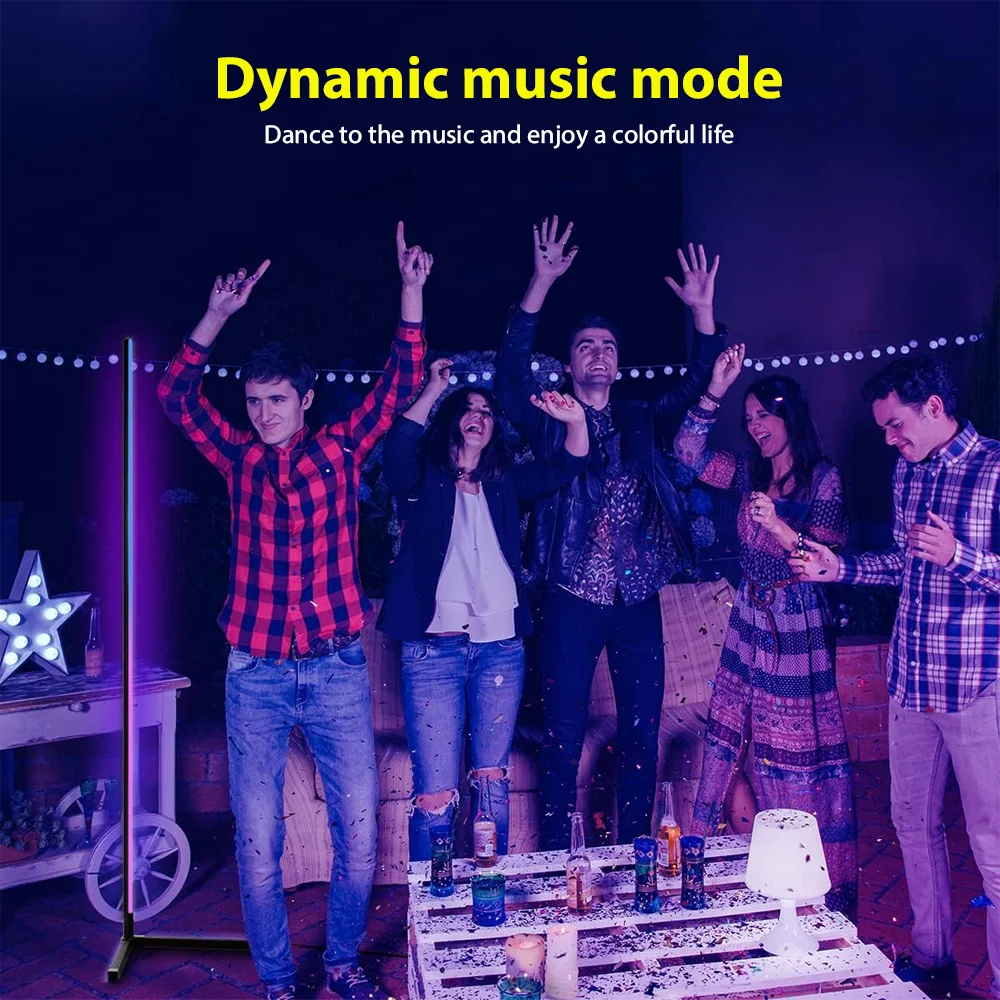 150CM RGB Floor Lamp Corner Light Stand LED Bluetooth Remote Control Streaming - 3