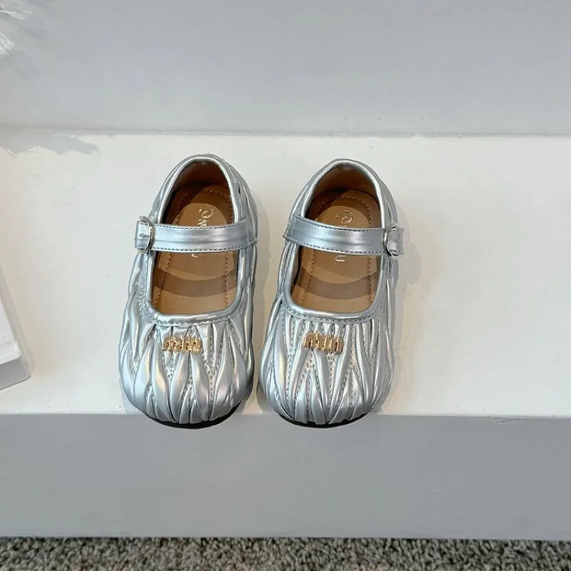 Korean Version of Wrinkled Small Fragrant Style Children's Shoes Girls' Leather Shoes Children's Princess Small Single Shoes
