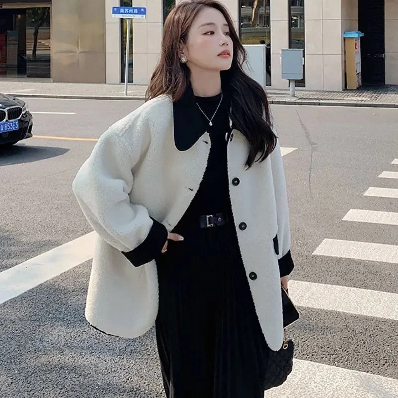 Wearing A Small Fragrant Lamb Fur Coat On Both Sides For Women's Autumn And Winter 2023 New High-end Fashion Commuter Coat B6