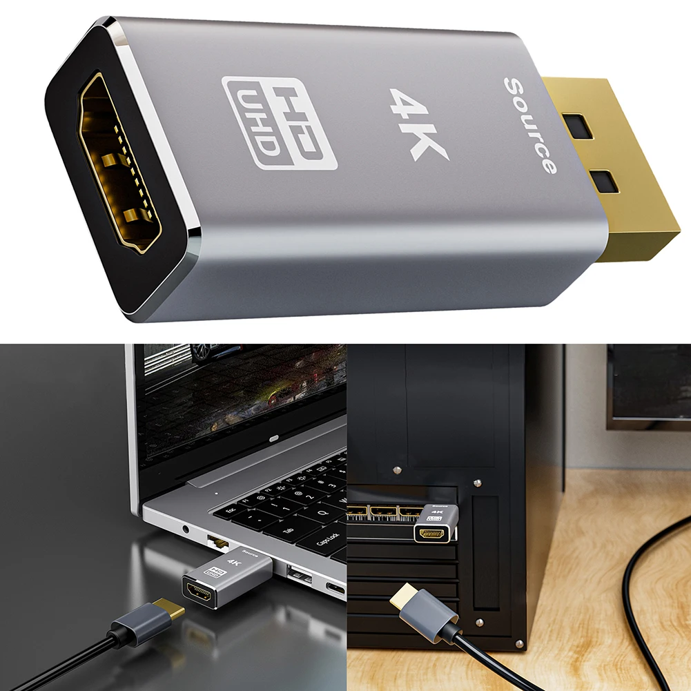 4K 디스플레이 포트 HDMI 호환 커넥터, DP 디스플레이 포트 HDMI 호환 어댑터, 모니터 PC 노트북용, 30Gbps