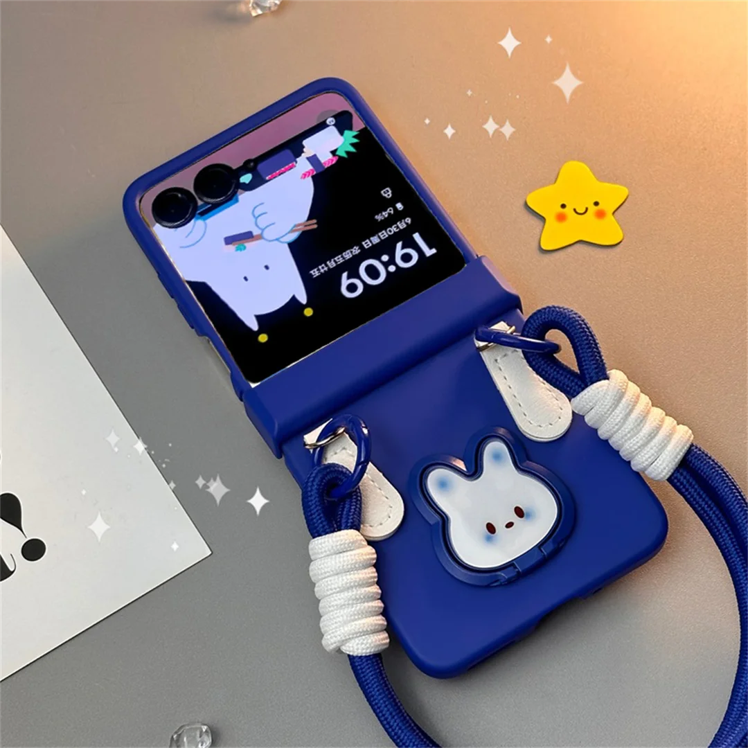 Chic Rabbit Design Portable Phone Case with Ring Holder and Strap